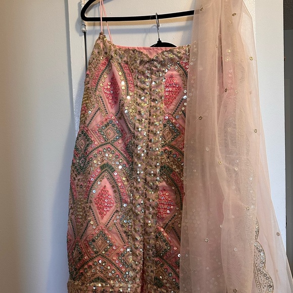 Yellow Indian 3PC Embroidered Sharara Set, Palazzo Set Size XL + Sequin Kurta - Picture 7 of 7